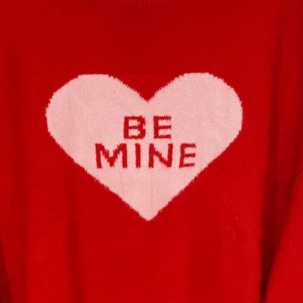 Vince Camuto Knot Be Mine Valentine Sweater in Cherry Red/Prism Pink New - Picture 4 of 8